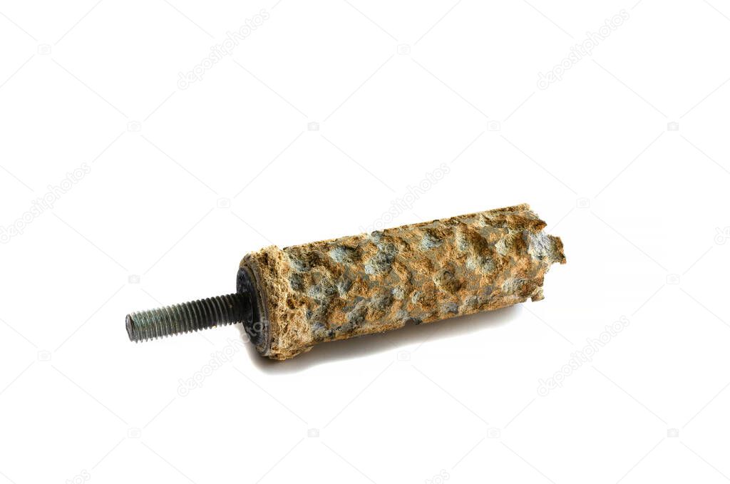 Old anode of a water heater. Worn magnesium anode. Rod to protect the boiler. Isolate on a white background.