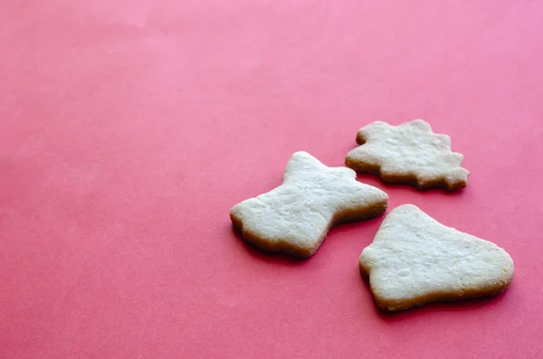 Biscotti Natale Fatti Casa Sfondo Rosso Vacanza Tradizionale Prodotti Forno — Foto Stock