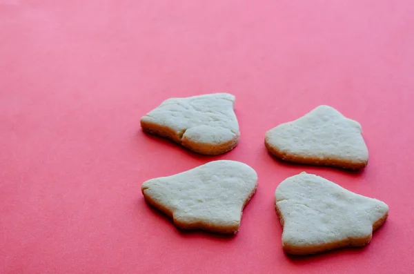 Biscotti Natale Fatti Casa Sfondo Rosso Vacanza Tradizionale Prodotti Forno — Foto Stock