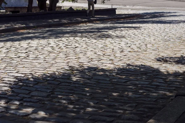 Old City Street Lined Cobblestones Walking Tour Old Part City — Stock Photo, Image