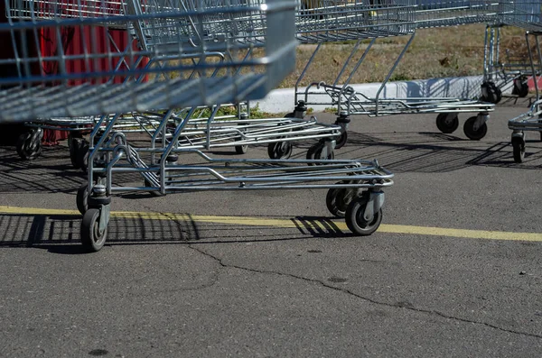 Carrello Del Carrello Della Spesa Del Supermercato Carrelli Shopping Dei — Foto Stock