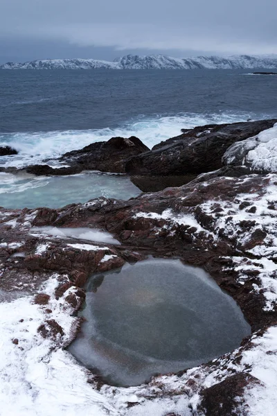 Tramonto Sul Mare Barents Riva Panoramica Nelle Vicinanze Murmansk Circolo — Foto Stock