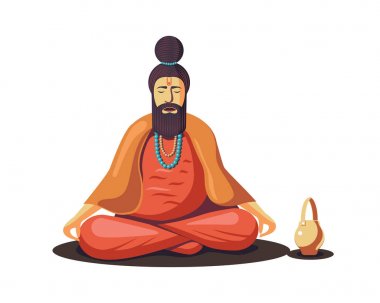 Hindu eski Sadhu izole meditasyon