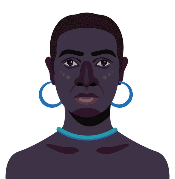 Afrikansk Tribal man närbild vektor illustration — Stock vektor