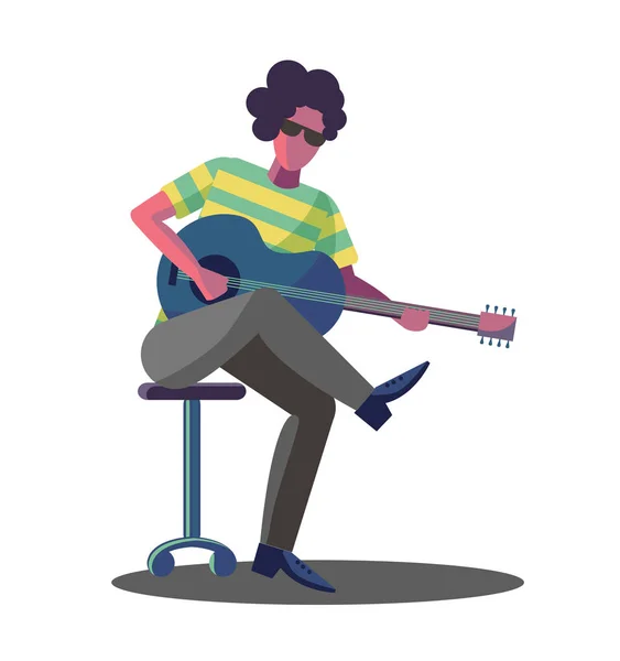 Guitar artist performing isolated — Stock Vector