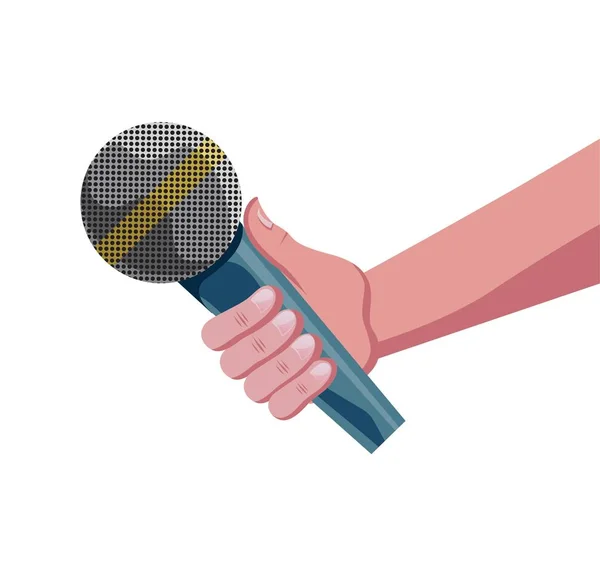 Hand Holding Microphone Isolated — Stock Vector