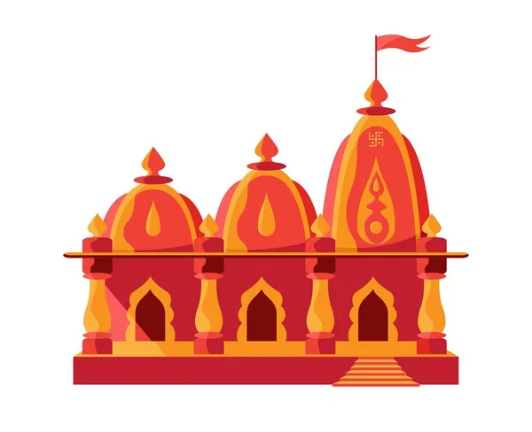 Hindu Temple with flag isolated — Stock Vector