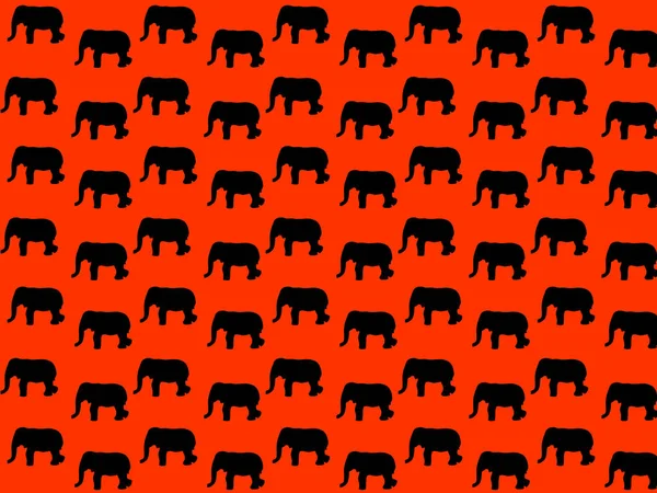 Paterno Piccole Silhouette Elefante Nero Uno Sfondo Scarlatto Rosso Brillante — Foto Stock
