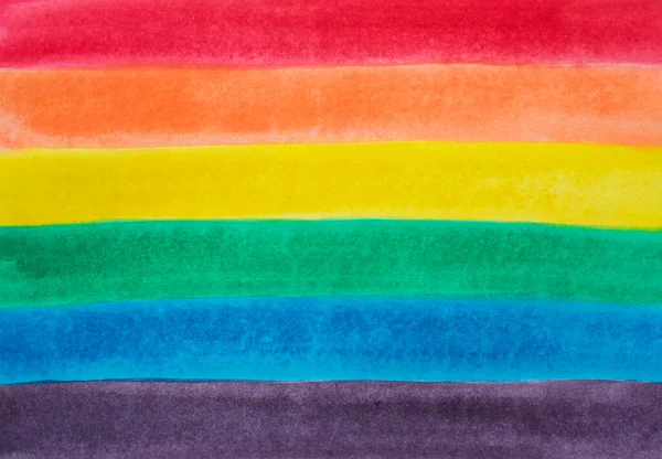 Lgbt Vlag Aquarel Penseelstreken Een Zes Kleuren Regenboogvlag Ter Ondersteuning — Stockfoto