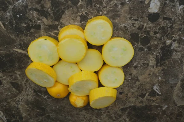 Yellow zucchini cut into circles