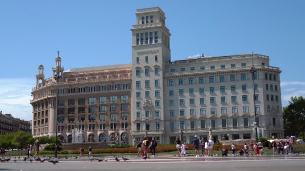 Barcelona Spanien 08 11 2019 - Katalonien Platz in der Stadt Barcelona in sonnigem Tag — Stockvideo