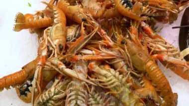 pazarda karda havyar ile karides yakın.