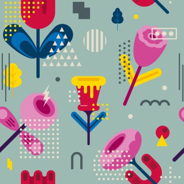 Çiçek geometrik soyut seamless modeli. Kompozisyon 18