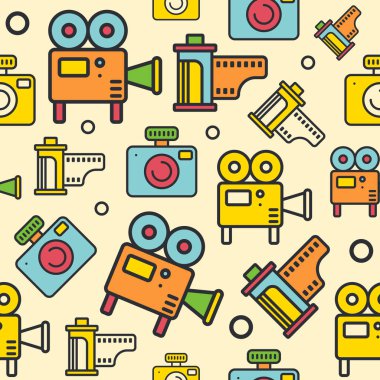 Multimedya satır simgeler seamless modeli. Kompozisyon 1