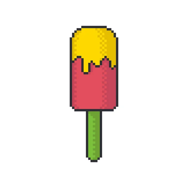 Frutta Ghiaccio Lolly Pixel Arte Stile Vettoriale Icona Sfondo Bianco — Vettoriale Stock