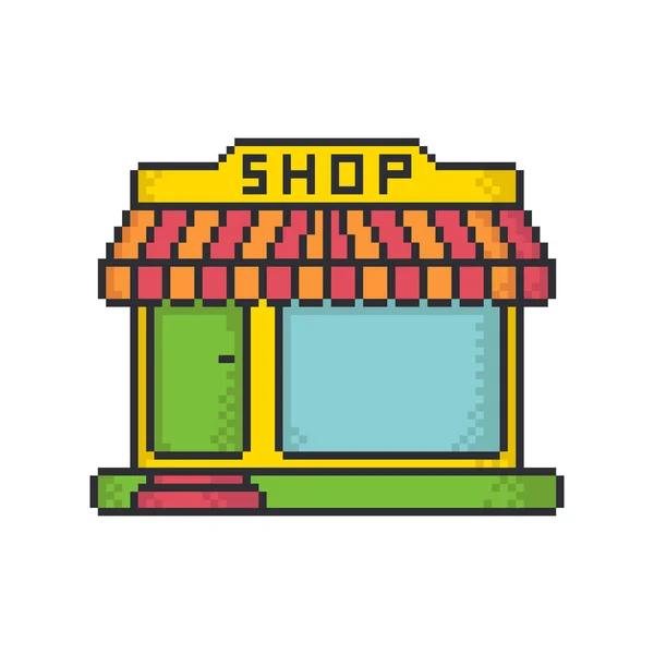 老式小商店像素艺术风格矢量图标白色背景 — 图库矢量图片