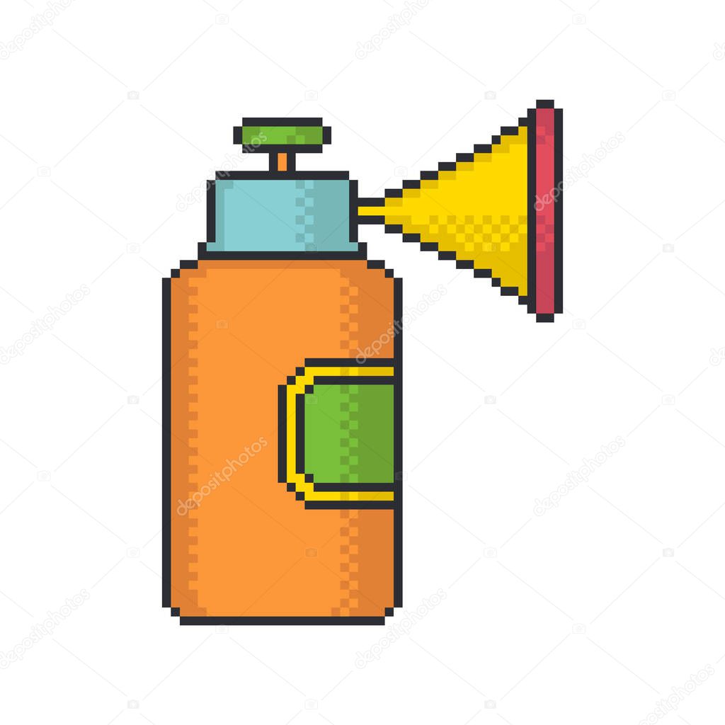 Party air horn pixel art style vector icon on white background.
