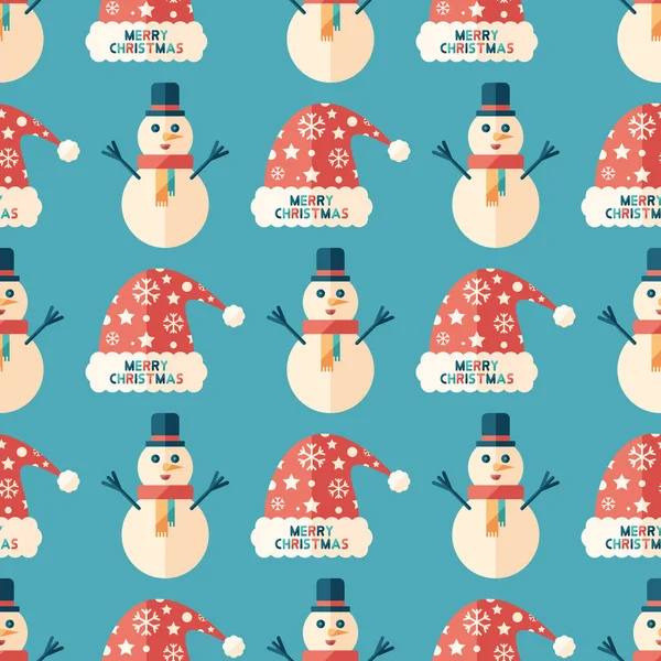 Merry Christmas Snowman Flat Art Seamless Pattern — Stock Vector