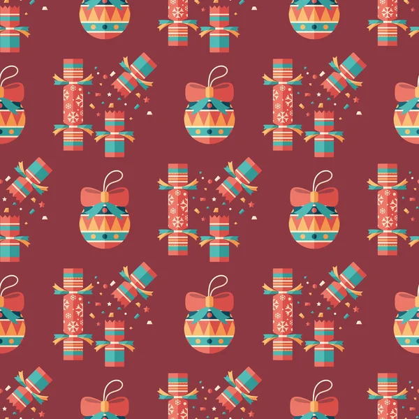 Christmas Crackers Decor Flat Art Seamless Pattern — Stock Vector