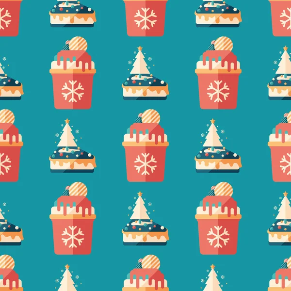 Christmas Sweets Flat Art Seamless Pattern — Stock Vector