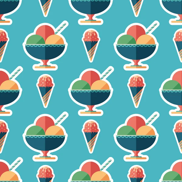 Frozen Desserts Sweets Flat Art Seamless Pattern — Stock Vector