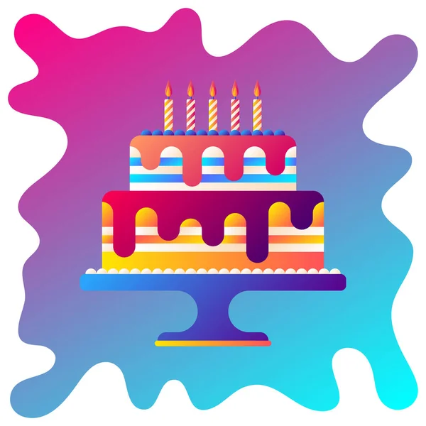 Celebración Cumpleaños Pastel Gradiente Icono Plano Con Fondo Fluido — Vector de stock