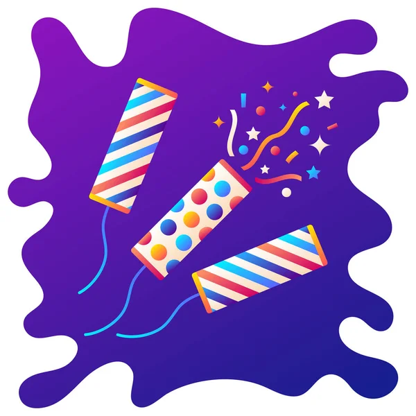Party Cracker Gradient Icône Plate Avec Fond Fluide — Image vectorielle