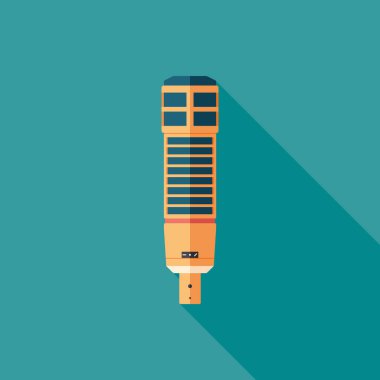 Klasik Stüdyo mikrofon düz uzun gölgeler ile kare simgesi.