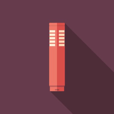 Profesyonel mikrofon düz uzun gölgeler ile kare simgesi.