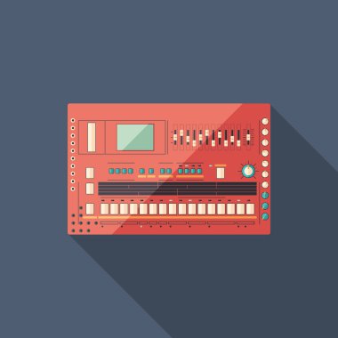 Makine davul uzun gölgeler ile düz kare simgesi.