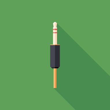 Ses konektörü düz uzun gölgeler ile kare simgesi.