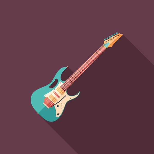 Chitară Rock Modernă Pictogramă Pătrată Plată Umbre Lungi — Vector de stoc