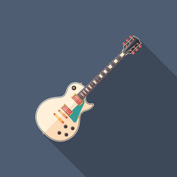 Clásico Icono Cuadrado Plano Guitarra Rock Con Largas Sombras — Vector de stock