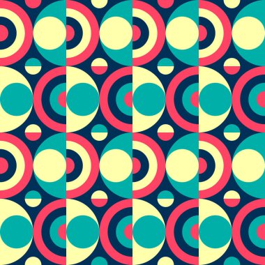 Retro tarzı soyut geometrik renkli Dikişsiz desen.