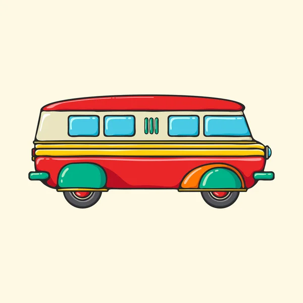 Retro Minivan Hand Drawn Pop Art Style Illustration — Stock Vector