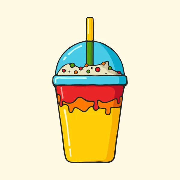 Fruit Milk Shake Illustration Style Pop Art Dessinée Main — Image vectorielle