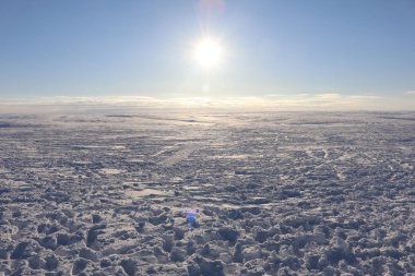 Murmansk Rusya bulutları ile kış manzarası