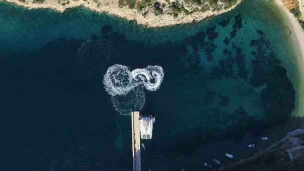 Antena Góry Dół Strzał Extreme Narciarskie Jet Dyski Kręgach Zatoce — Wideo stockowe