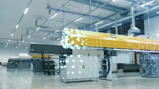 Concept Numérisation Flux Information Déplaçant Dans Usine Fabrication Électronique Moderne — Video