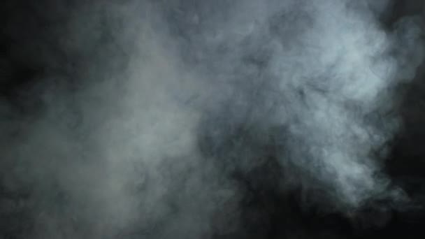 Fumée Réaliste Brouillard Déplaçant Dans Rayon Lumière Sur Fond Noir — Video