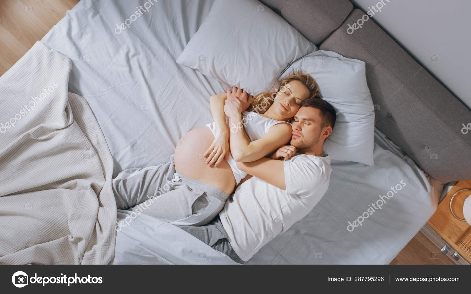 Cute Couple in Love Lying in the Bed Sleeping Together Stock Image - Image  of beauty, girlfriend: 158849333