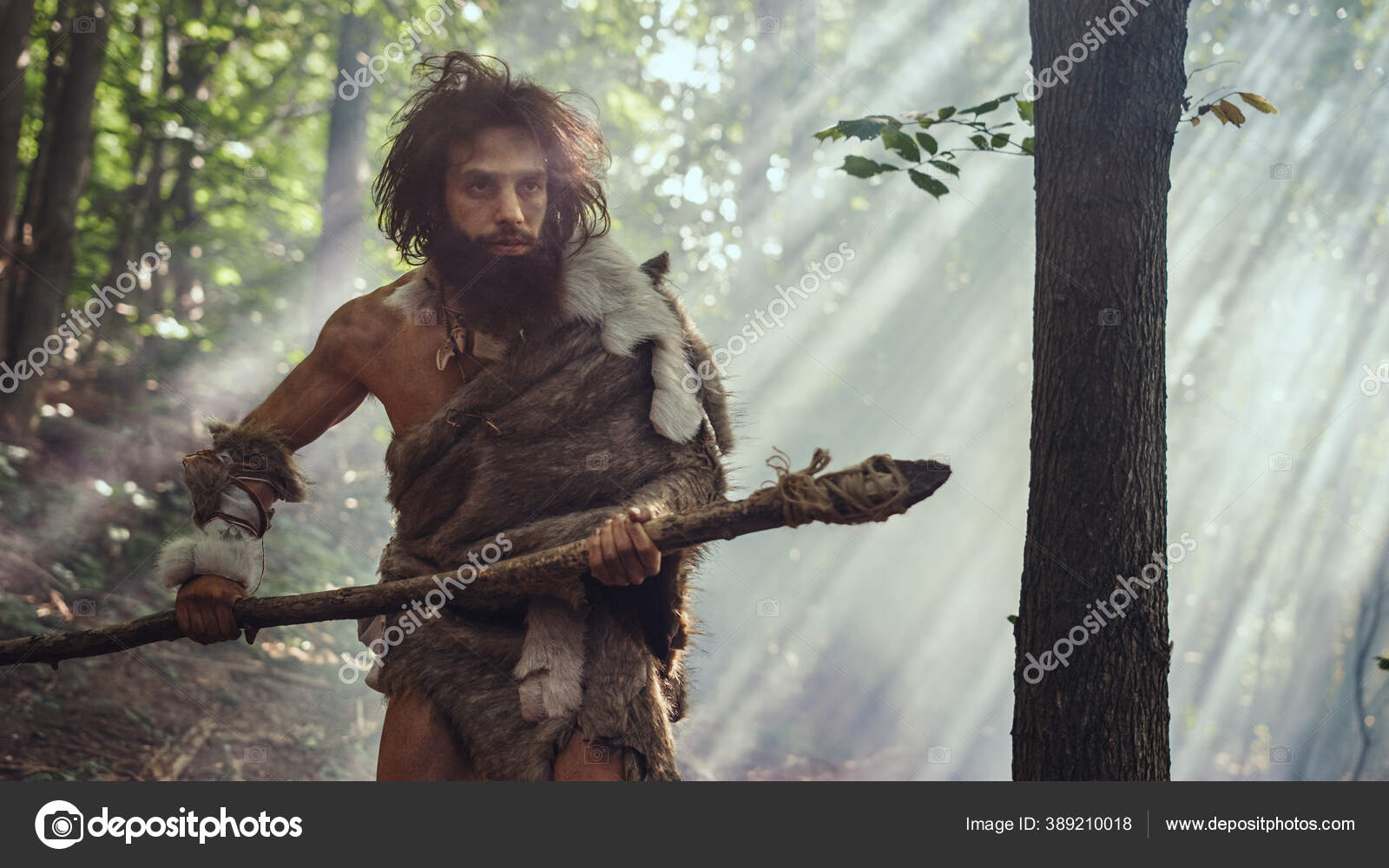 Set Parrucca E Barba Uomo Preistorico - Castano Chiaro, Per Carnevale E Halloween - Foto 4