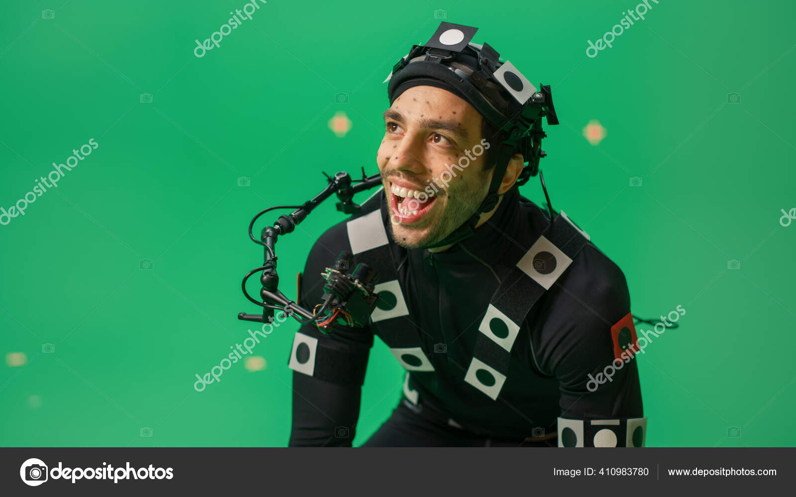 Actor Wearing Motion Caption Suit and Head Rig acts as an Animal or a Monster for Actor Wearing Motion Caption Suit and Head Rig acts as an Animal or a Monster for