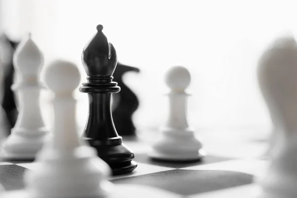 Chess with black and white board.