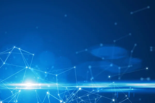Parlak mavi arka plan soyut bağlı noktalar.