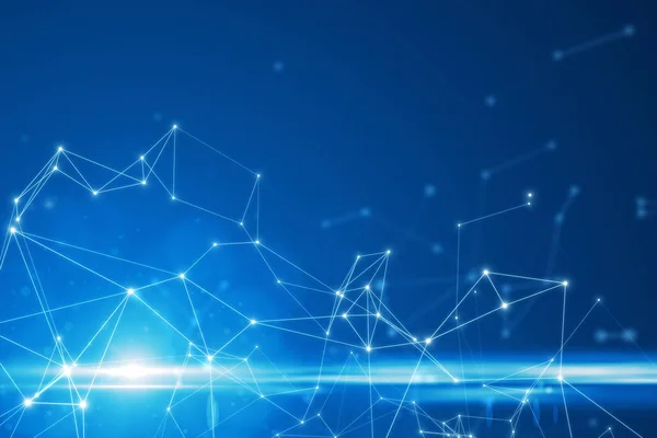 Parlak mavi arka plan soyut bağlı noktalar.