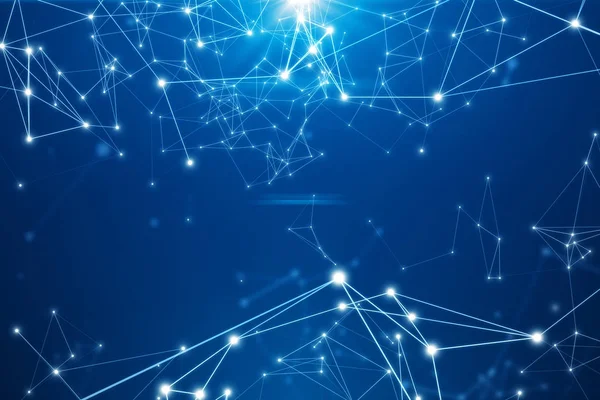 Parlak mavi arka plan soyut bağlı noktalar.