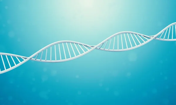 Dna 3d em líquido azul . — Fotografia de Stock