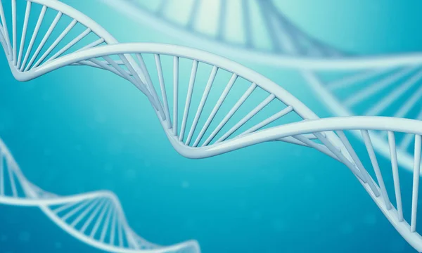 Dna 3d em líquido azul . — Fotografia de Stock