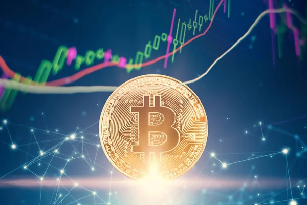 parlak arka plan ile altın Bitcoin
